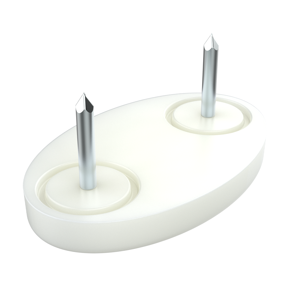 Our oval glide with nails is ideal for furniture. It is also available with felt base, see our family LQSFW. This glide is also available in round shape: LQS and rectangular shape: AKAAQ.