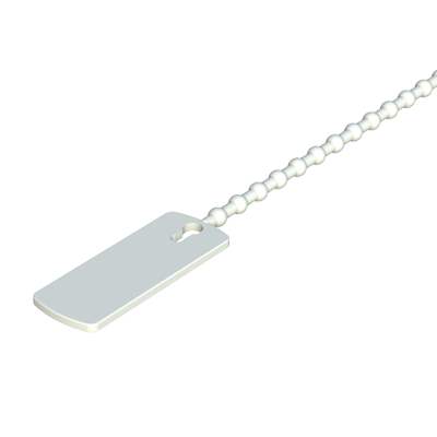 Our reusable beaded tie with label has been designed with an area for writing. It is used for many applications where identification or labeling of a product is required. The pointed end type can be used for piercing thin materials.