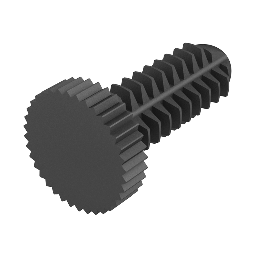 The design of this spin clip combines the advantages of a push-in type fastener with a unslotted knurled screw. For fast assembly, the clip can be pushed into a threaded hole, and then screwed in for a tighter fit, or screwed out for disassembly.