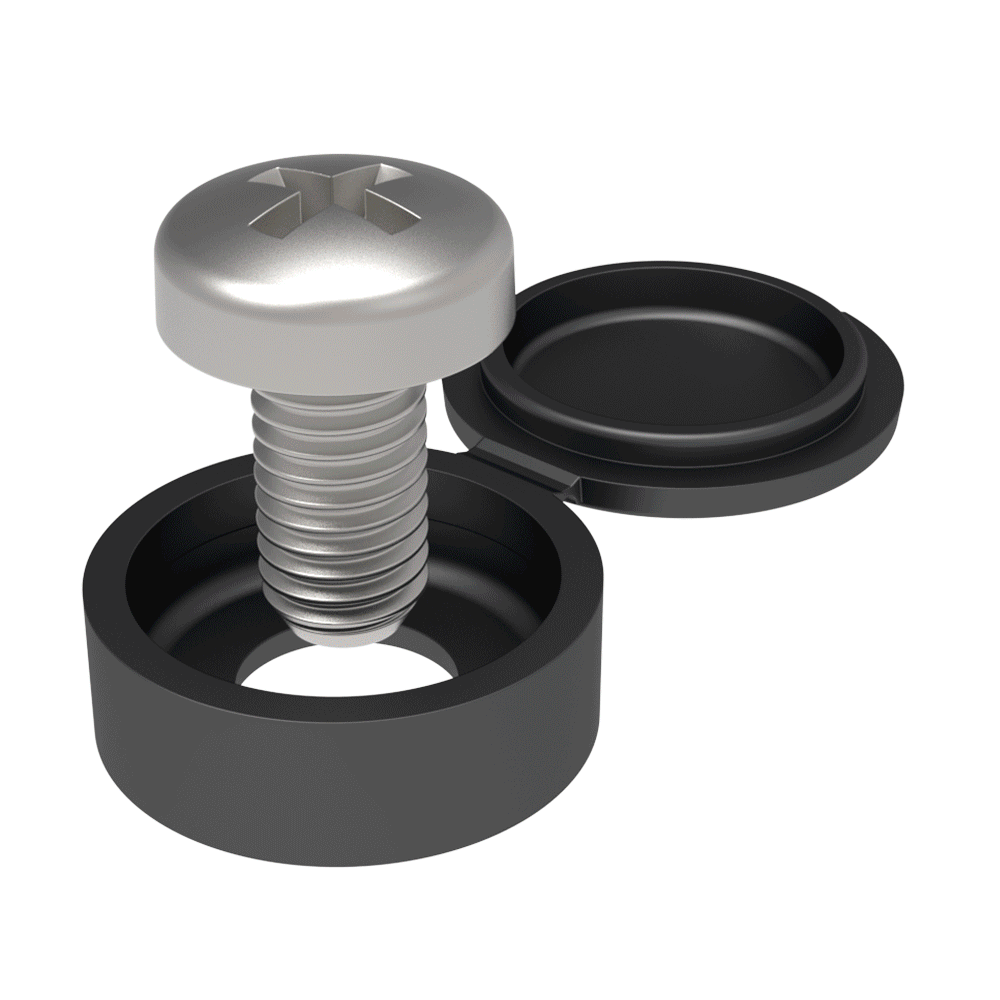 Our <b>Uniscrew caps</b> protect the screw heads from shocks and dirt and at the same time gives the heads a nice finish. It accepts a wide variety of screw sizes, which reduces stocks as well as assembly times thanks to its integrated washer.
The manufacturing material is a copolymer PP (polypropylene) with a very high resistance to impacts <b>resistant even at temperatures of -20ºC </b>. It contains also a <b>UVA additive to prevent degradation as a result of sunlight and bad weather.</b>
<br><br>
During the manufacturing of these pieces we use an additive that favors their biodegradation without affecting their behavior during their useful life. <a href='/news/BIOADD-eng.pdf' target='_blank'>Check here for more details about the properties of the <b>biodegradable</b> additive. </a>
