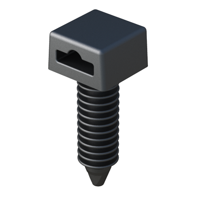 Our fin clip push mounts have a special head configuration that allows its use with beaded ties, as well as with conventional cable ties in order to fasten cables, tubes, etc.... The push mounts are suitable for use in pre-drilled holes in wood, masonry, and a variety of other materials. Choose the most convenient cable tie in our group MB. This part is available in PA66 UL94V2, and in various materials, please consult us.
<br>
The HDPE (high density polyethylene) material incorporates an additive that protects from U.V.