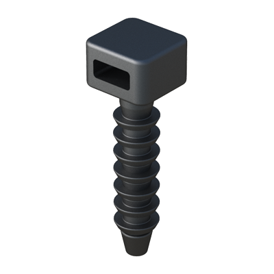 Our fin clip push mounts have a special head configuration that allows its use with beaded ties, as well as with conventional cable ties in order to fasten cables, tubes, etc.... The push mounts are suitable for use in pre-drilled holes in wood, masonry, and a variety of other materials. Choose the most convenient cable tie in our group MB. This part is available in PA66 UL94V2, and in various materials, please consult us.