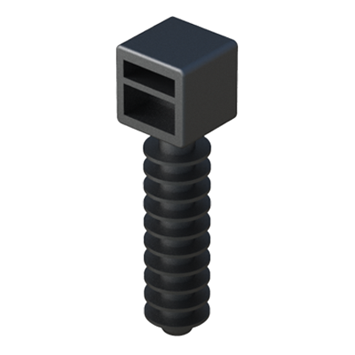 Our fin clip push mounts have a special head configuration that  allows its use with beaded ties, as well as with conventional cable ties in order to fasten cables, tubes, etc.... The push mounts are suitable for use in pre-drilled holes in wood, masonry, and a variety of other materials. Choose the most convenient cable tie in our group MB. This part is available in PA66 UL94V2, and in various materials, please consult us.