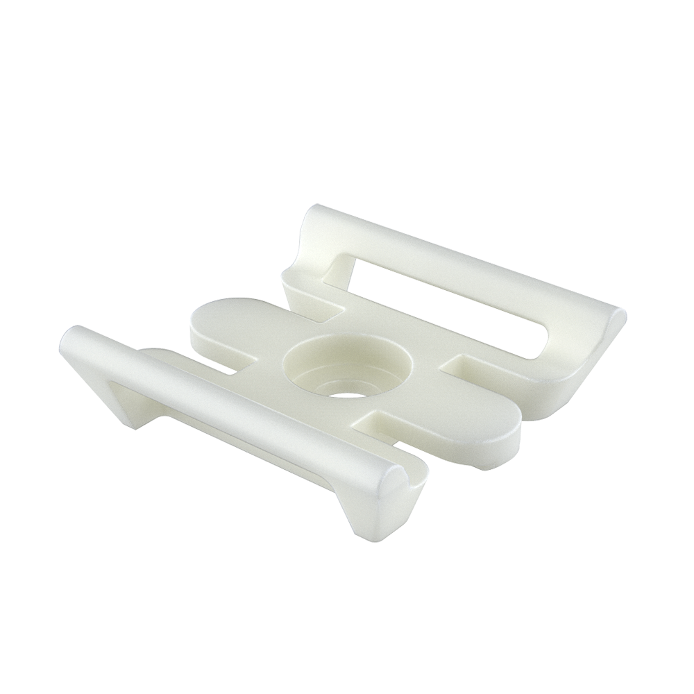Our combination cradle mount is designed to hold standard nylon cable ties, and hook-and-loop wire ties. Molded in nylon 6/6, the mount can be secured using a screw or rivet.