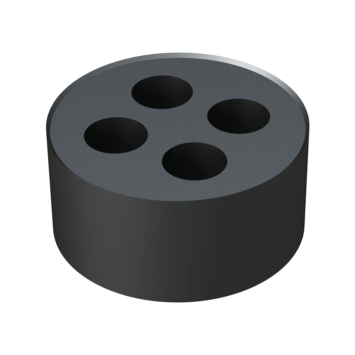 This multi-sealing insert has been designed to be adapted   in order to allow multiple numbers of cables to enter into a single cable gland. The insert has several designs and can adapt from 2 to 8 cables, and can adapt cables from 2,00mm to 10,00mm.