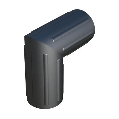 Our elbow connector has been designed for round tubes. It is supplied with or without internal metal core.