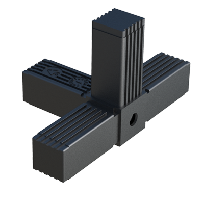 Our C connector has been designed to connect 4 square tubes. It has a thread of M8 or M10, depending on the reference. More possibilities of sizes available under minimum order, consult us.