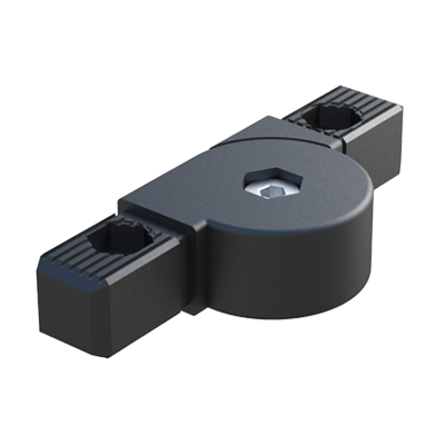 Our hinge 2-way connector has been designed for square tubes. It has an angle which goes from 0º to 190º.