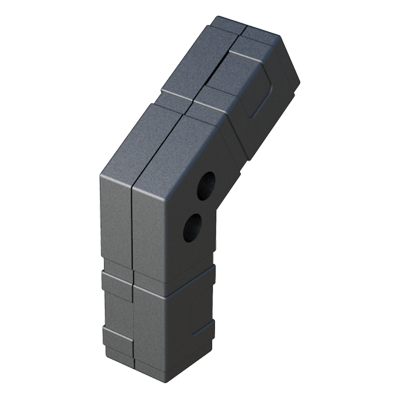 Our connector has been designed for square tubes. It has a 120º angle.
