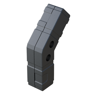 Our connector has been designed for square tubes. It has a 135º angle.