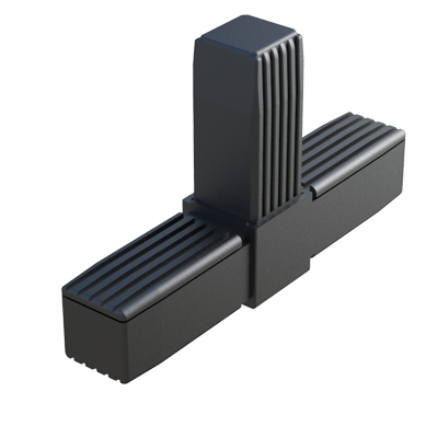 Our T connector has been designed in order to connect 3 square tubes. It is supplied without internal metal core or with the internal core in steel, stainless steel or in zinc coated steel.